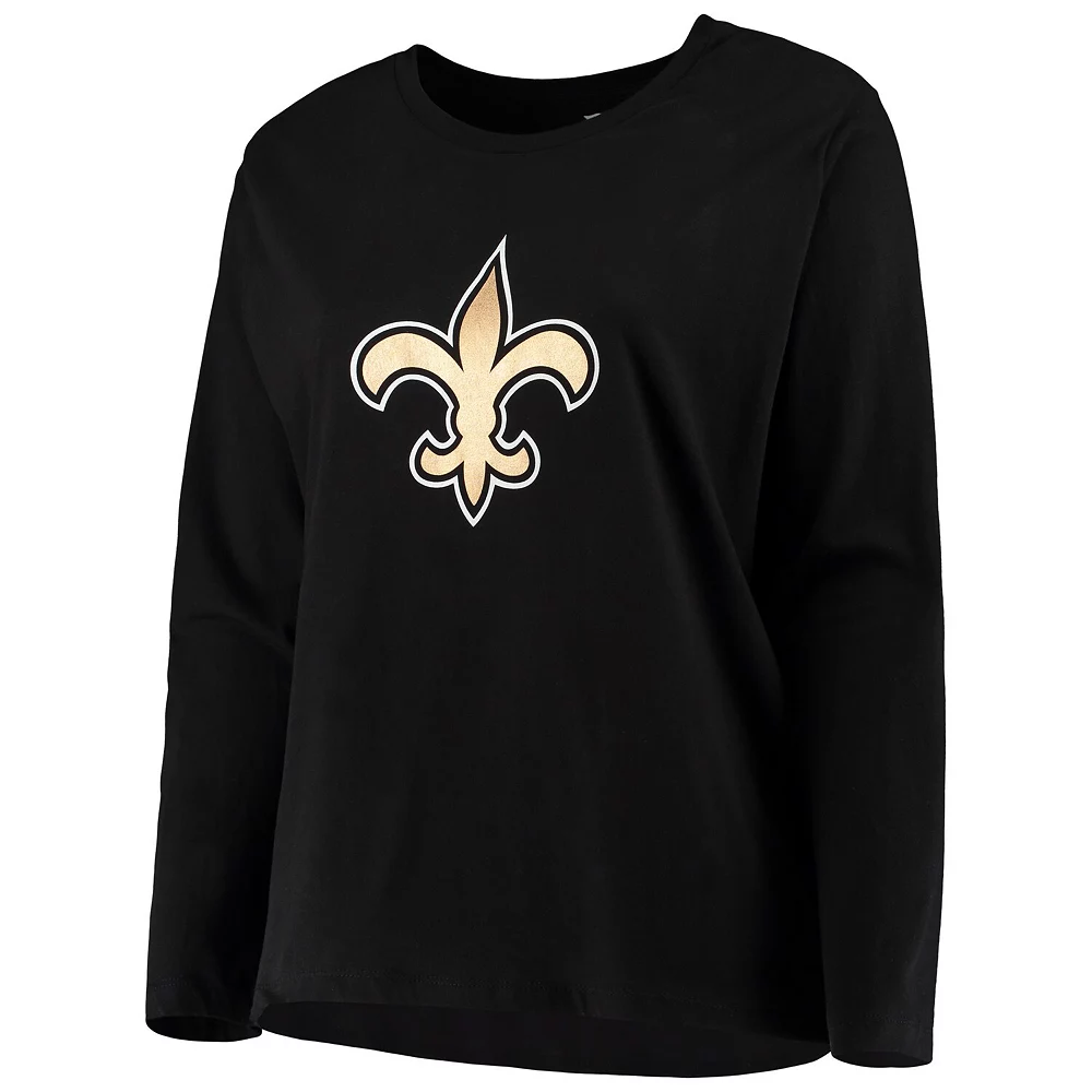 Women's Fanatics Branded Black New Orleans Saints Plus Size Primary Logo Long Sleeve T-Shirt 5 Women's Fanatics Branded Black New Orleans Saints Plus Size Primary Logo Long Sleeve T-Shirt - Image 3