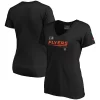 Women's Fanatics Branded Black Philadelphia Flyers Authentic Pro Core Collection Prime V-Neck T-Shirt -Fanatics Clothing Shop 4848100