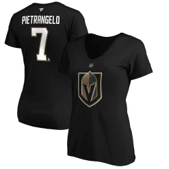 Women's Fanatics Branded Alex Pietrangelo Black Vegas Golden Knights Authentic Stack Name & Number V-Neck T-Shirt