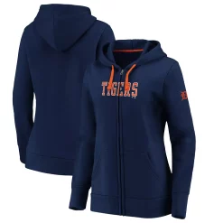 Women's Fanatics Branded Navy Detroit Tigers Primary Logo Team Block Full-Zip Hoodie