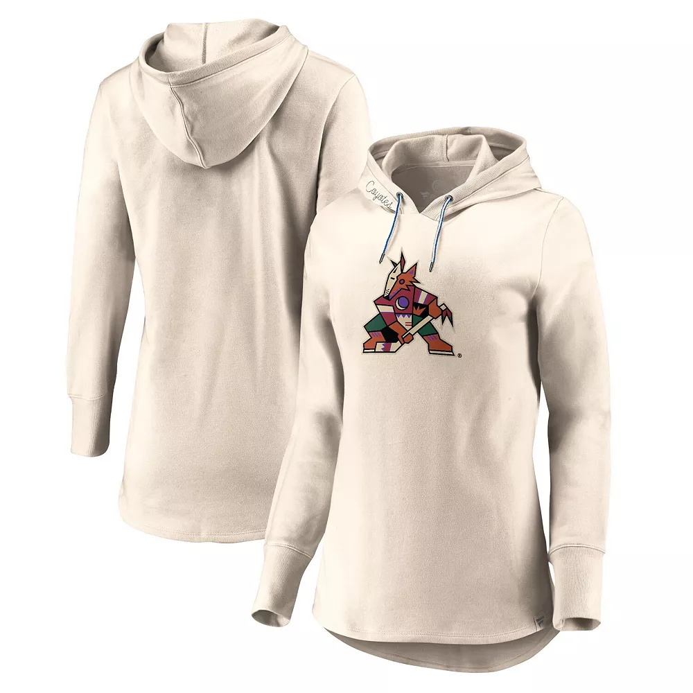 Women's Fanatics Branded Oatmeal Arizona Coyotes True Classics Signature Fleece Pullover Hoodie 3 Women's Fanatics Branded Oatmeal Arizona Coyotes True Classics Signature Fleece Pullover Hoodie