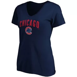 Women's Fanatics Branded Navy Chicago Cubs Team Logo Lockup V-Neck T-Shirt -Fanatics Clothing Shop 4906450 ALT2
