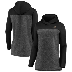 Women's Fanatics Branded Heathered Charcoal/Black Anaheim Ducks Chiller Fleece Pullover Hoodie -Fanatics Clothing Shop 4906745 ALT
