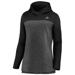 Women's Fanatics Branded Heathered Charcoal/Black Anaheim Ducks Chiller Fleece Pullover Hoodie -Fanatics Clothing Shop 4906745 ALT2