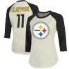 Women's Fanatics Branded Chase Claypool Cream/Black Pittsburgh Steelers Player Raglan Name & Number 3/4-Sleeve T-Shirt -Fanatics Clothing Shop 4907443
