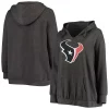 Women's Fanatics Branded Heathered Charcoal Houston Texans Plus Size Notch Neck Pullover Hoodie -Fanatics Clothing Shop 4908357