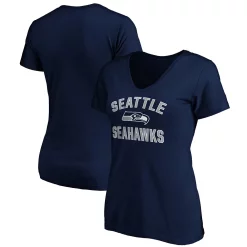 Women's Fanatics Branded College Navy Seattle Seahawks Victory Arch V-Neck T-Shirt
