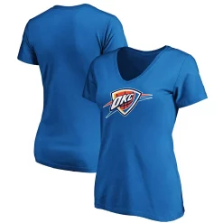 Women's Fanatics Branded Blue Oklahoma City Thunder Primary Logo Team V-Neck T-Shirt