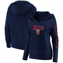 Women's Fanatics Branded Navy Minnesota Twins Core High Class Crossover Pullover Hoodie