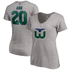 Women's Fanatics Branded Sebastian Aho Heather Charcoal Carolina Hurricanes 2020/21 Special Edition Authentic Stack Name & Number V-Neck T-Shirt