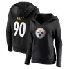 Women's Fanatics Branded T.J. Watt Black Pittsburgh Steelers Player Icon Name & Number Pullover Hoodie
