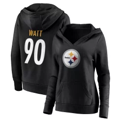 Women's Fanatics Branded T.J. Watt Black Pittsburgh Steelers Player Icon Name & Number Pullover Hoodie