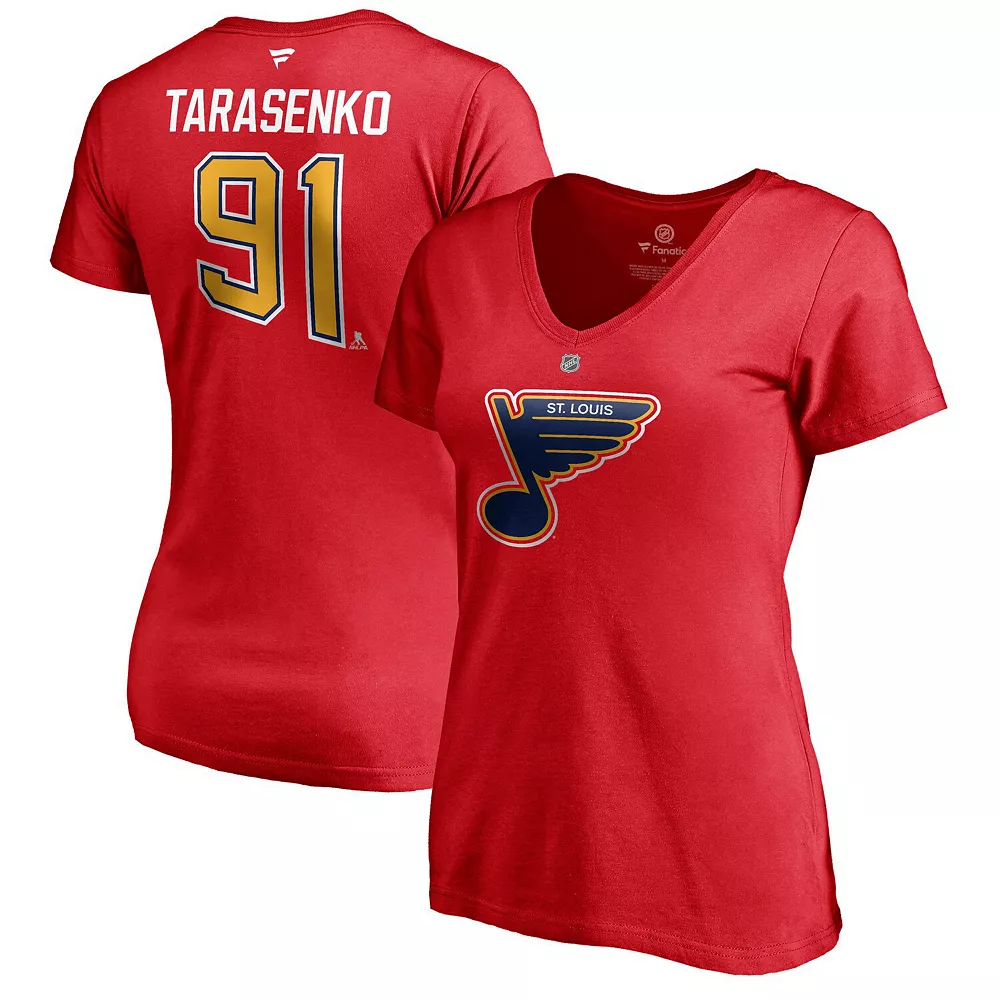 Women's Fanatics Branded Vladimir Tarasenko Red St. Louis Blues 2020/21 Special Edition Authentic Stack Name & Number V-Neck T-Shirt 3 Women's Fanatics Branded Vladimir Tarasenko Red St. Louis Blues 2020/21 Special Edition Authentic Stack Name & Number V-Neck T-Shirt