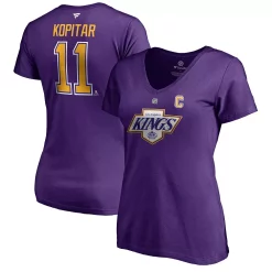 Women's Fanatics Branded Anze Kopitar Purple Los Angeles Kings 2020/21 Special Edition Authentic Stack Name & Number V-Neck T-Shirt