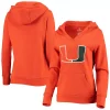 Women's Fanatics Branded Orange Miami Hurricanes Primary Logo V-Neck Pullover Hoodie -Fanatics Clothing Shop 4954788