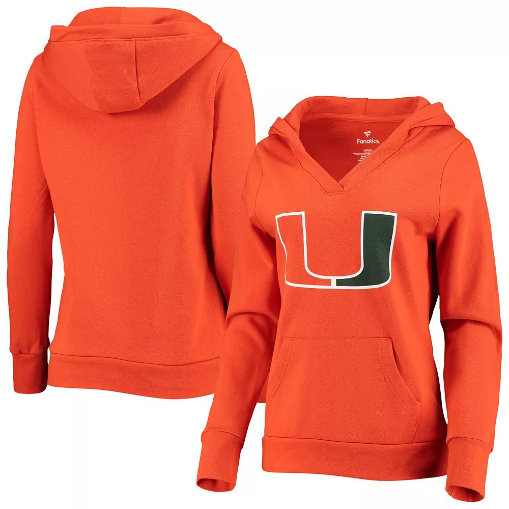 Women's Fanatics Branded Orange Miami Hurricanes Primary Logo V-Neck Pullover Hoodie 4 Women's Fanatics Branded Orange Miami Hurricanes Primary Logo V-Neck Pullover Hoodie - Image 2