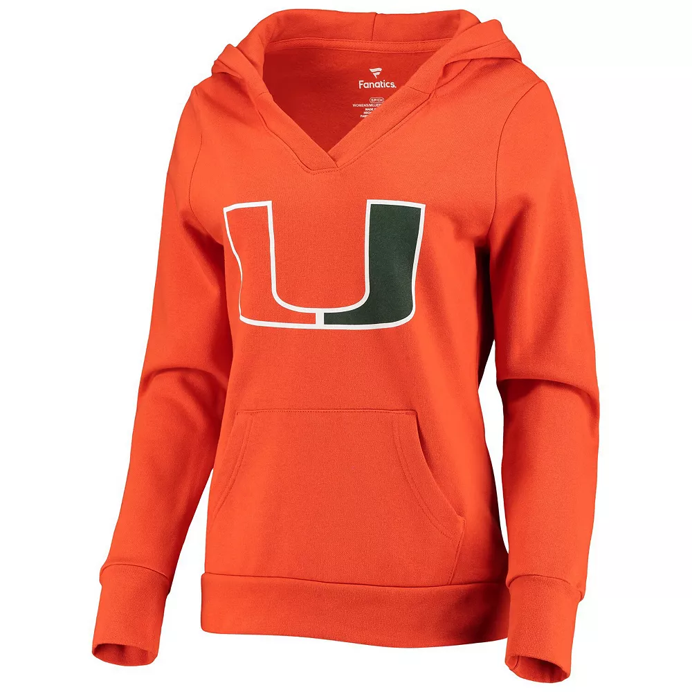 Women's Fanatics Branded Orange Miami Hurricanes Primary Logo V-Neck Pullover Hoodie 5 Women's Fanatics Branded Orange Miami Hurricanes Primary Logo V-Neck Pullover Hoodie - Image 3