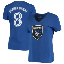 Women's Fanatics Branded Royal Chris Wondolowski San Jose Earthquakes Authentic Stack Name & Number V-Neck T-Shirt