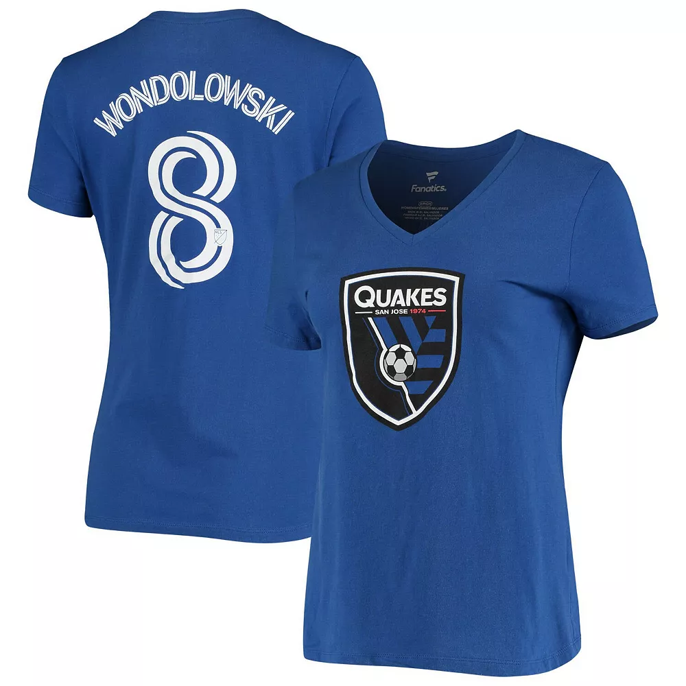 Women's Fanatics Branded Royal Chris Wondolowski San Jose Earthquakes Authentic Stack Name & Number V-Neck T-Shirt 4 Women's Fanatics Branded Royal Chris Wondolowski San Jose Earthquakes Authentic Stack Name & Number V-Neck T-Shirt - Image 2