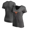 Women's Fanatics Branded Heathered Charcoal Texas Longhorns Primary Logo V-Neck T-Shirt -Fanatics Clothing Shop 4965571