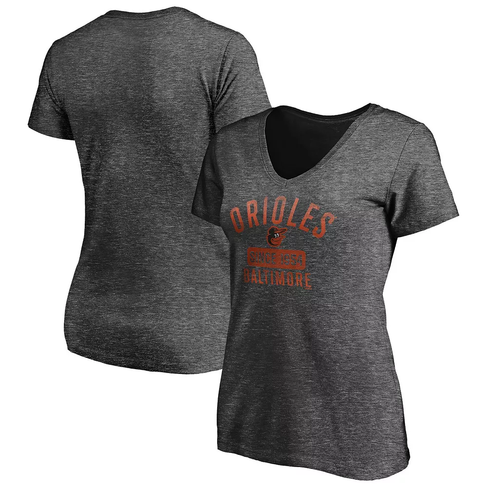 Women's Fanatics Branded Heathered Charcoal Baltimore Orioles Old Time Favorite V-Neck T-Shirt 4 Women's Fanatics Branded Heathered Charcoal Baltimore Orioles Old Time Favorite V-Neck T-Shirt - Image 2