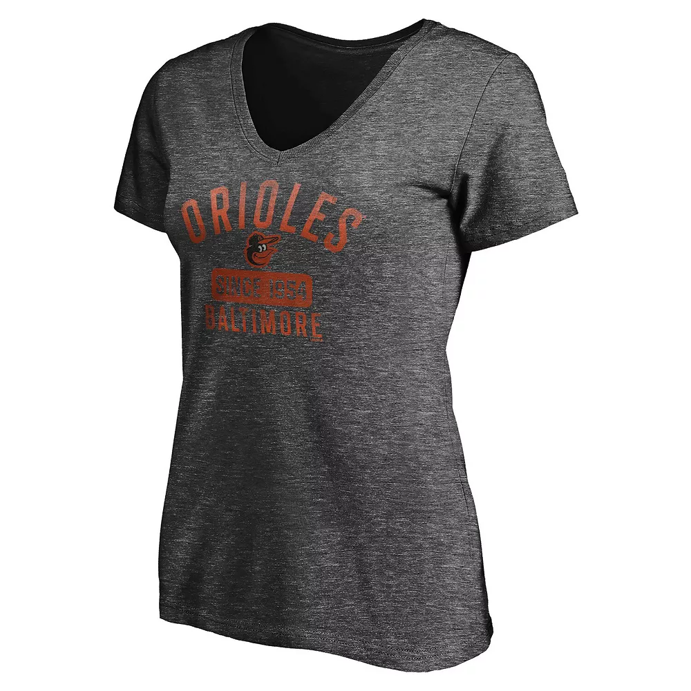 Women's Fanatics Branded Heathered Charcoal Baltimore Orioles Old Time Favorite V-Neck T-Shirt 5 Women's Fanatics Branded Heathered Charcoal Baltimore Orioles Old Time Favorite V-Neck T-Shirt - Image 3