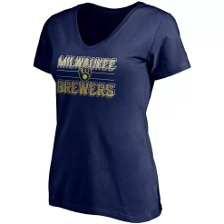Women's Fanatics Branded Navy Milwaukee Brewers Compulsion to Win V-Neck T-Shirt -Fanatics Clothing Shop 4983429 ALT2