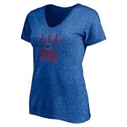 Women's Fanatics Branded Heathered Royal Chicago Cubs Old Time Favorite V-Neck T-Shirt -Fanatics Clothing Shop 4983555 ALT2