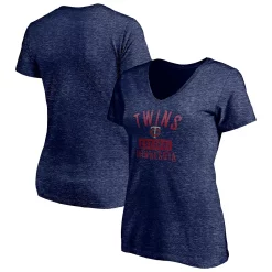 Women's Fanatics Branded Heathered Navy Minnesota Twins Old Time Favorite V-Neck T-Shirt -Fanatics Clothing Shop 4983755 ALT
