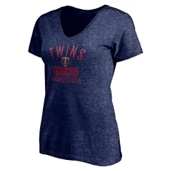 Women's Fanatics Branded Heathered Navy Minnesota Twins Old Time Favorite V-Neck T-Shirt -Fanatics Clothing Shop 4983755 ALT2