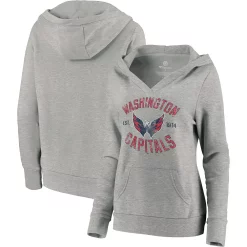 Women's Fanatics Branded Heathered Gray Washington Capitals Heritage Pullover Hoodie -Fanatics Clothing Shop 4995243 ALT