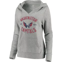 Women's Fanatics Branded Heathered Gray Washington Capitals Heritage Pullover Hoodie -Fanatics Clothing Shop 4995243 ALT2