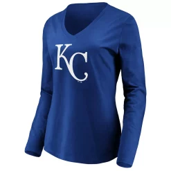 Women's Fanatics Branded Royal Kansas City Royals Official Logo Long Sleeve V-Neck T-Shirt -Fanatics Clothing Shop 5038493 ALT2