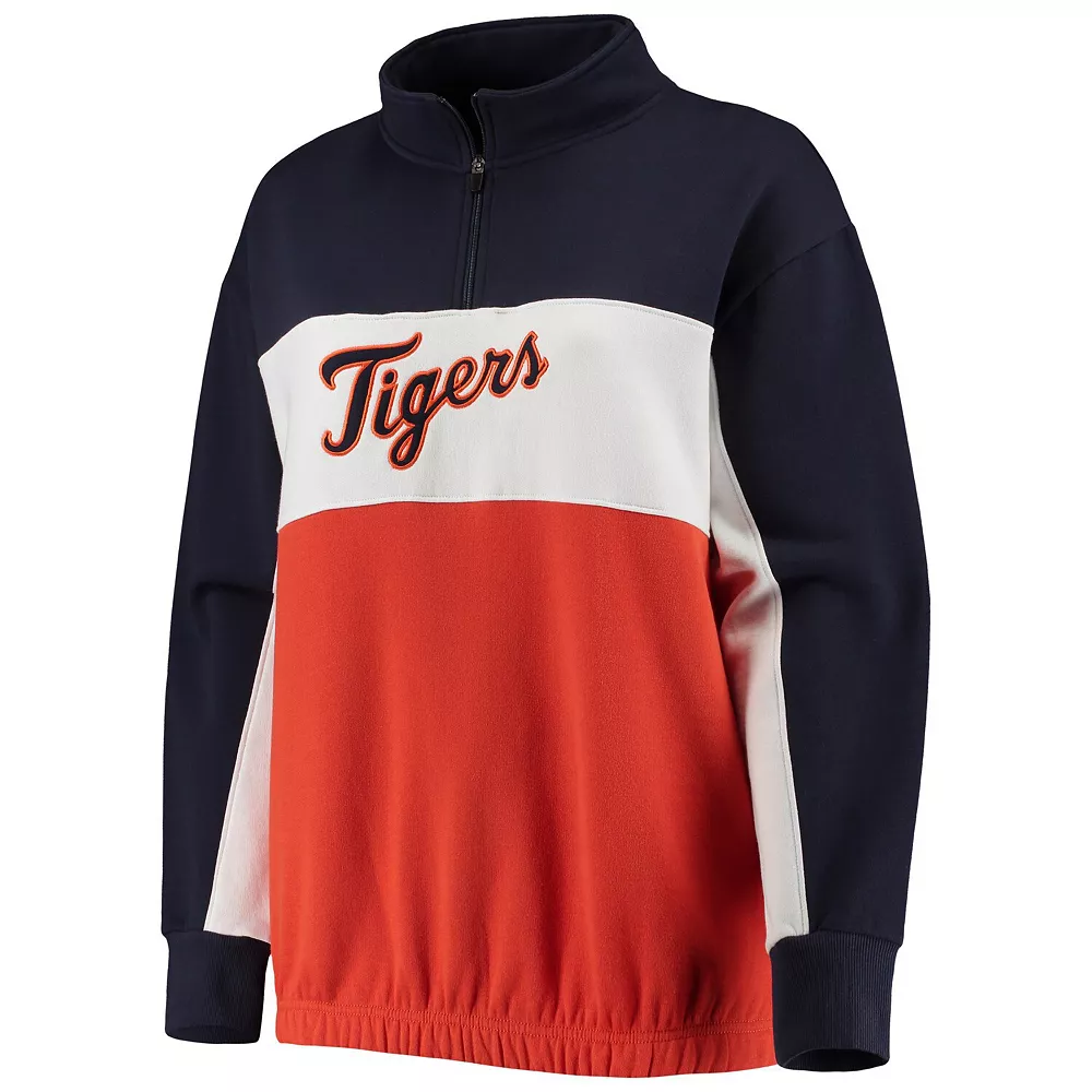 Women's Fanatics Branded Navy/Orange Detroit Tigers Plus Size Colorblock Quarter-Zip Sweatshirt 5 Women's Fanatics Branded Navy/Orange Detroit Tigers Plus Size Colorblock Quarter-Zip Sweatshirt - Image 3
