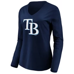 Women's Fanatics Branded Navy Tampa Bay Rays Official Logo Long Sleeve V-Neck T-Shirt -Fanatics Clothing Shop 5039008 ALT2