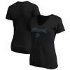Women's Fanatics Branded Black Miami Marlins Team Logo Lockup V-Neck T-Shirt -Fanatics Clothing Shop 5039011