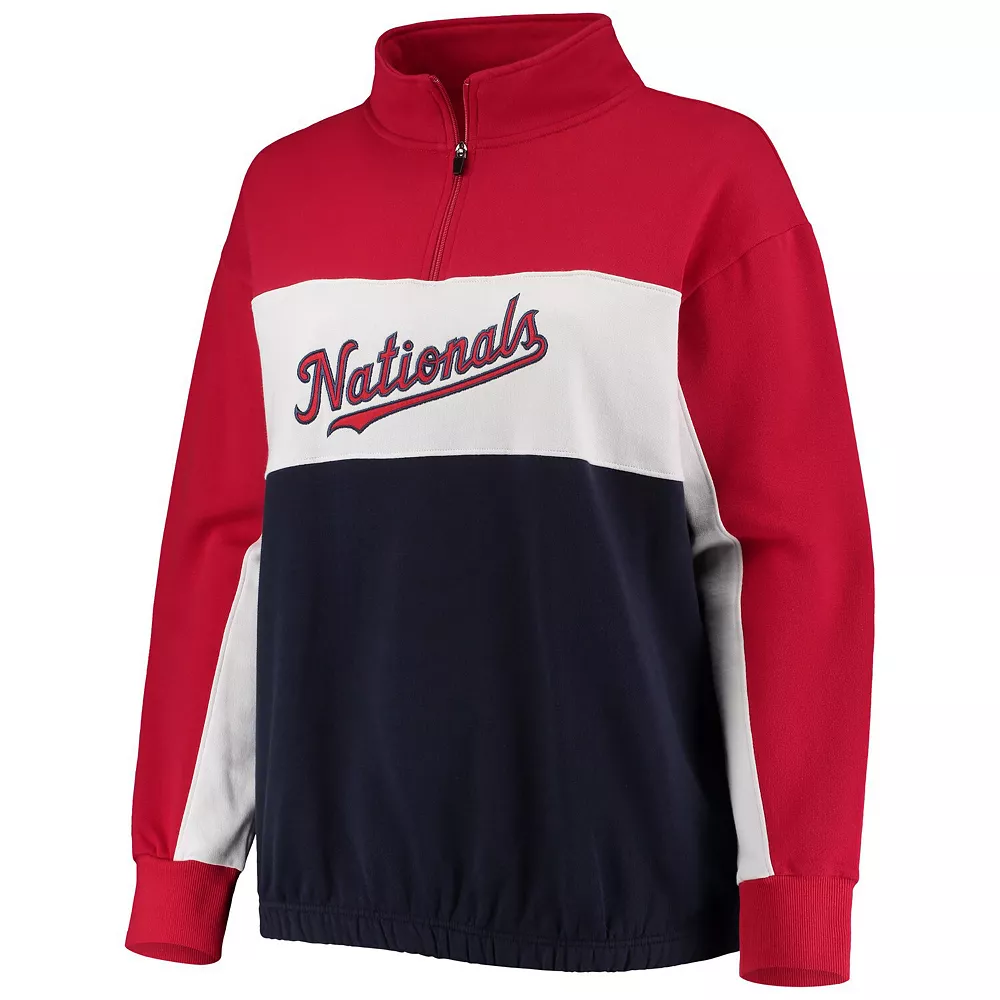 Women's Fanatics Branded Red/Navy Washington Nationals Plus Size Colorblock Quarter-Zip Sweatshirt 5 Women's Fanatics Branded Red/Navy Washington Nationals Plus Size Colorblock Quarter-Zip Sweatshirt - Image 3