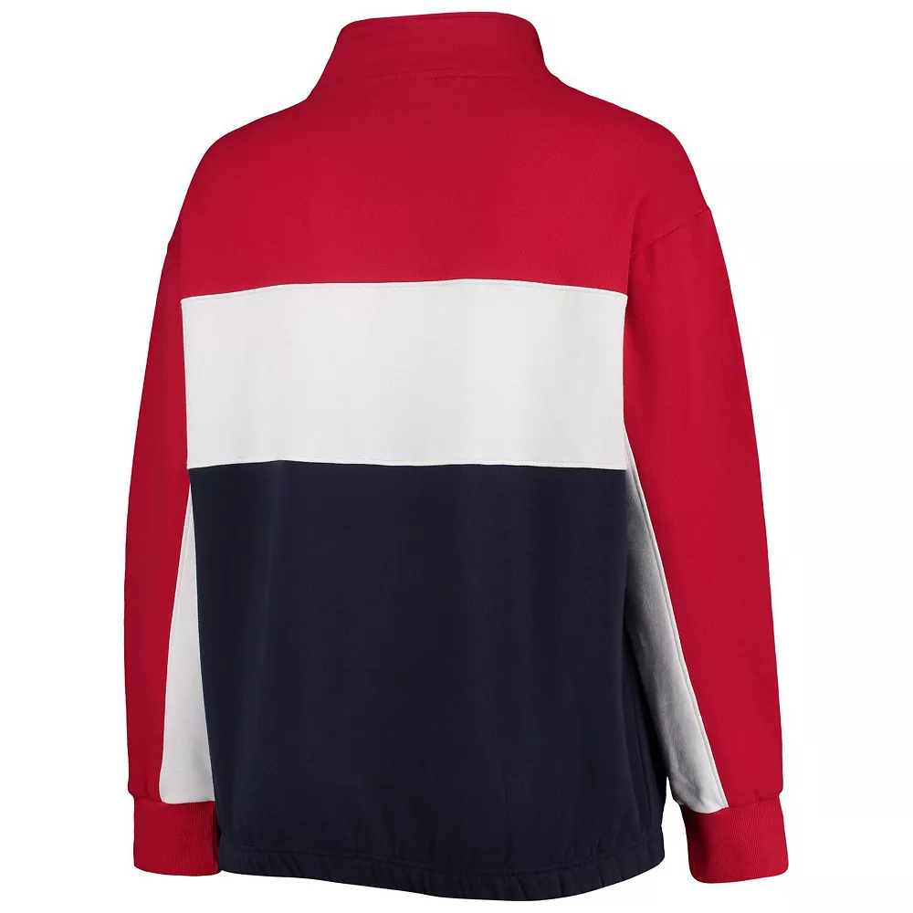 Women's Fanatics Branded Red/Navy Washington Nationals Plus Size Colorblock Quarter-Zip Sweatshirt 6 Women's Fanatics Branded Red/Navy Washington Nationals Plus Size Colorblock Quarter-Zip Sweatshirt - Image 4