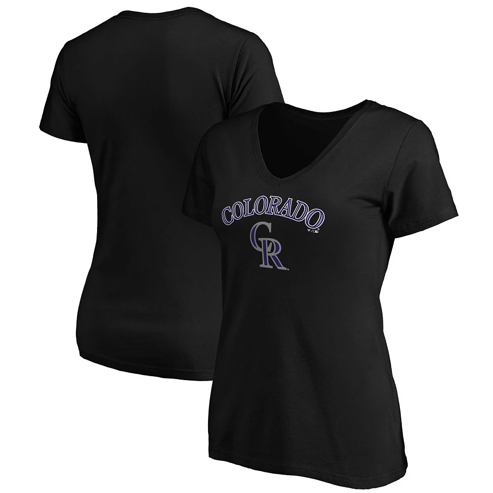 Women's Fanatics Branded Black Colorado Rockies Team Logo Lockup V-Neck T-Shirt 3 Women's Fanatics Branded Black Colorado Rockies Team Logo Lockup V-Neck T-Shirt