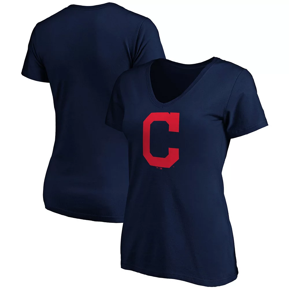 Women's Fanatics Branded Navy Cleveland Indians Plus Size Core Official Logo V-Neck T-Shirt 4 Women's Fanatics Branded Navy Cleveland Indians Plus Size Core Official Logo V-Neck T-Shirt - Image 2