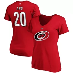 Women's Fanatics Branded Sebastian Aho Red Carolina Hurricanes Plus Size Name & Number Scoop Neck T-Shirt