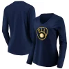 Women's Fanatics Branded Navy Milwaukee Brewers Official Logo Long Sleeve V-Neck T-Shirt 1 Women's Fanatics Branded Navy Milwaukee Brewers Official Logo Long Sleeve V-Neck T-Shirt -Fanatics Clothing Shop 5039789