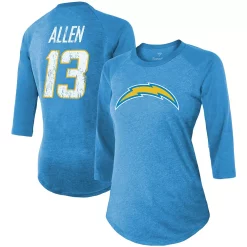 Women's Fanatics Branded Keenan Allen Powder Blue Los Angeles Chargers Team Player Name & Number Raglan 3/4-Sleeve T-Shirt -Fanatics Clothing Shop 5039915 ALT