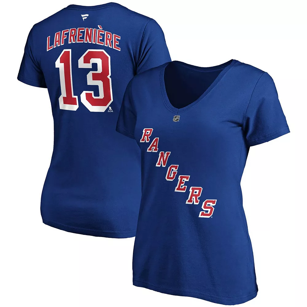Women's Fanatics Branded Alexis Lafreniere Blue New York Rangers Plus Size Name & Number V-Neck T-Shirt 3 Women's Fanatics Branded Alexis Lafreniere Blue New York Rangers Plus Size Name & Number V-Neck T-Shirt