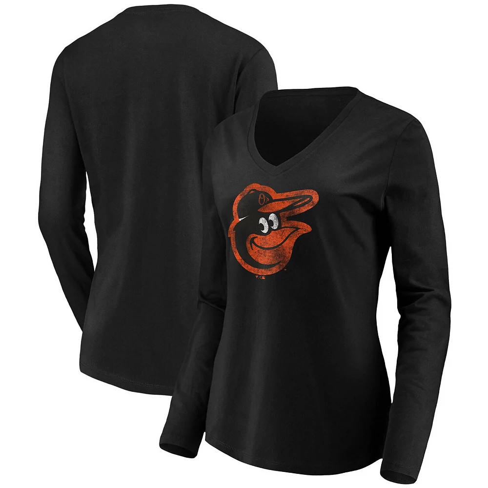 Women's Fanatics Branded Black Baltimore Orioles Core Team Long Sleeve V-Neck T-Shirt 4 Women's Fanatics Branded Black Baltimore Orioles Core Team Long Sleeve V-Neck T-Shirt - Image 2
