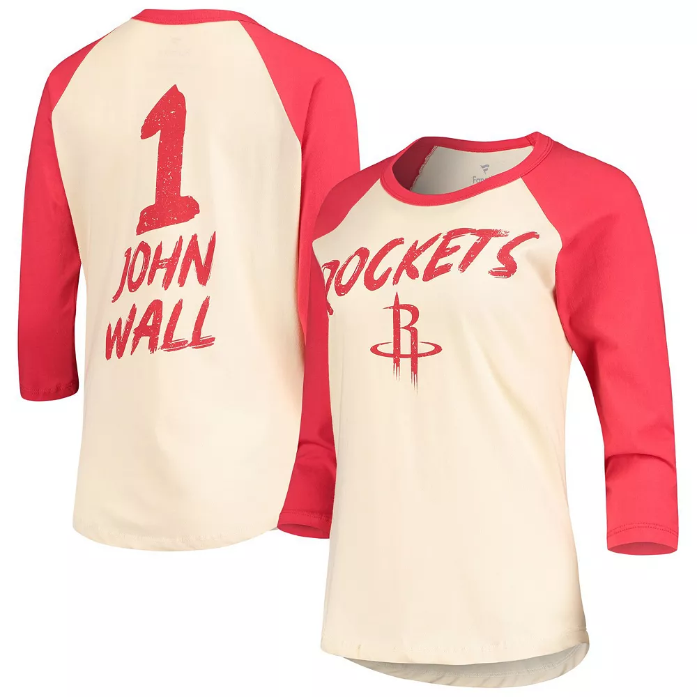 Women's Fanatics Branded John Wall Cream Houston Rockets NBA 3/4-Sleeve Raglan T-Shirt 4 Women's Fanatics Branded John Wall Cream Houston Rockets NBA 3/4-Sleeve Raglan T-Shirt - Image 2