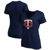 Women's Fanatics Branded Navy Minnesota Twins Core Official Logo V-Neck T-Shirt -Fanatics Clothing Shop 5040399