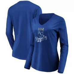 Women's Fanatics Branded Royal Kansas City Royals Core Team Long Sleeve V-Neck T-Shirt