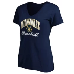 Women's Fanatics Branded Navy Milwaukee Brewers Victory Script V-Neck T-Shirt -Fanatics Clothing Shop 5051267 ALT2