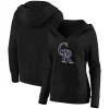 Women's Fanatics Branded Black Colorado Rockies Official Logo Crossover V-Neck Pullover Hoodie -Fanatics Clothing Shop 5052448